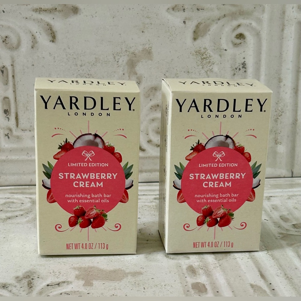 Yardley London bath bar soaps Limited Edition Strawberry Cream, 2 soaps